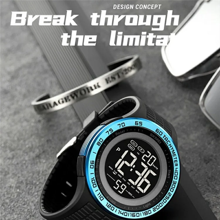 SKMEI 2155 Simple Fashion Luminous Digital Watch Calendar Electronic Wrist Watch - Blue