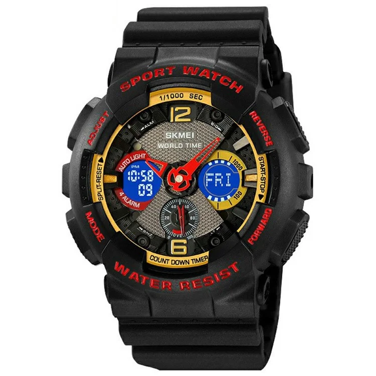 SKMEI 2118 Sports Luminous Digital Watch Men Calendar Electronic Wrist Watch - Black+Red / Matte Case