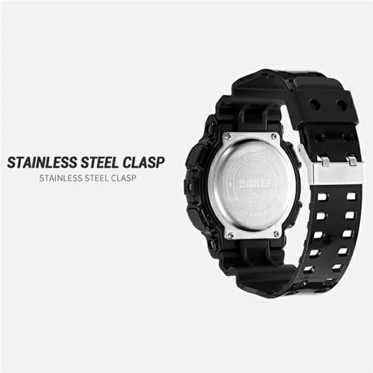 SKMEI 2118 Sports Luminous Digital Watch Men Calendar Electronic Wrist Watch - Black+Gold / Glossy Case