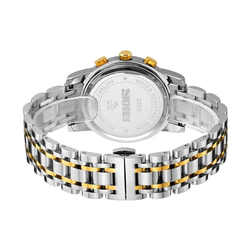 SKMEI 2306 Business Men Steel Strap Luminous Calendar Quartz Watch - Silver