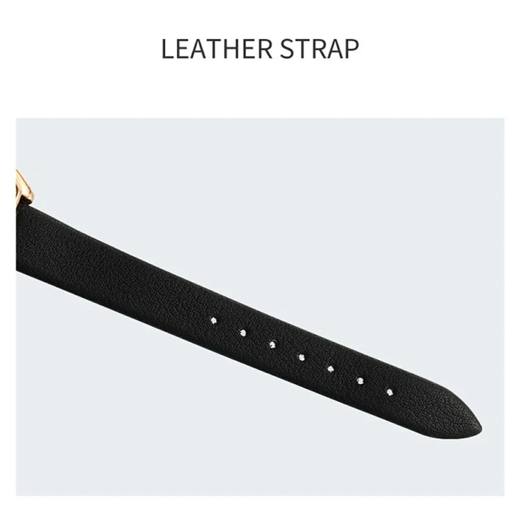 SKMEI 2238 Quarzuhr für Damen mit Lederarmband, quadratisches Gehäuse - Schwarzes Gehäuse / Silberfarben