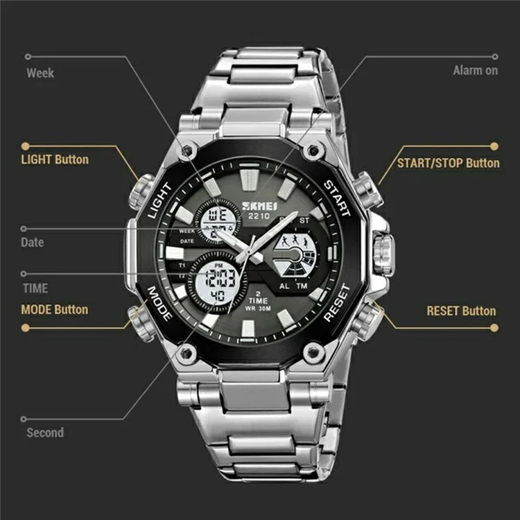 SKMEI 2210 Casual Electronic Watch Digital Display Luminous Wrist Watch - Black