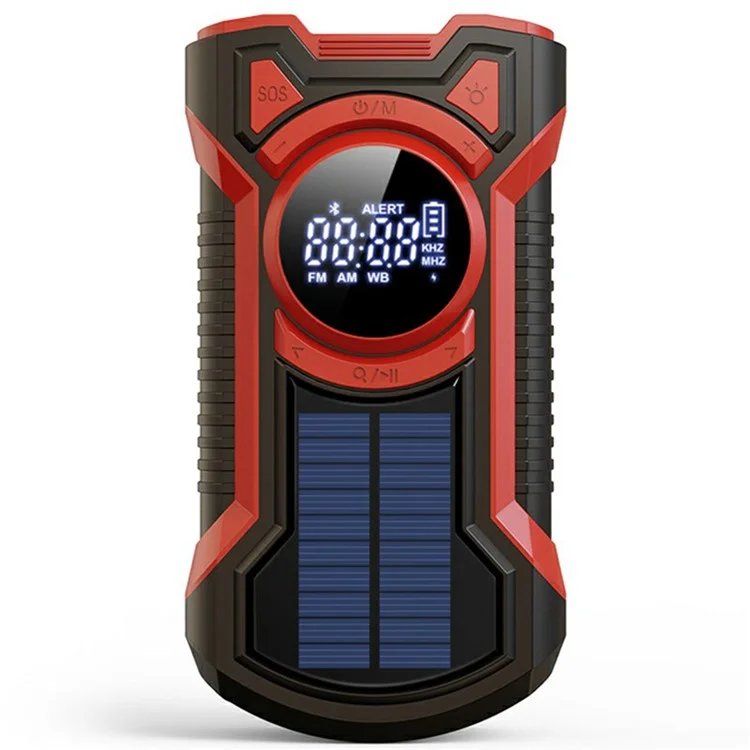EM03 Emergency Solar Powered Radio Hand Crank AM / FM / WB Bluetooth-compatible Receiver with LED Flashlight - Red