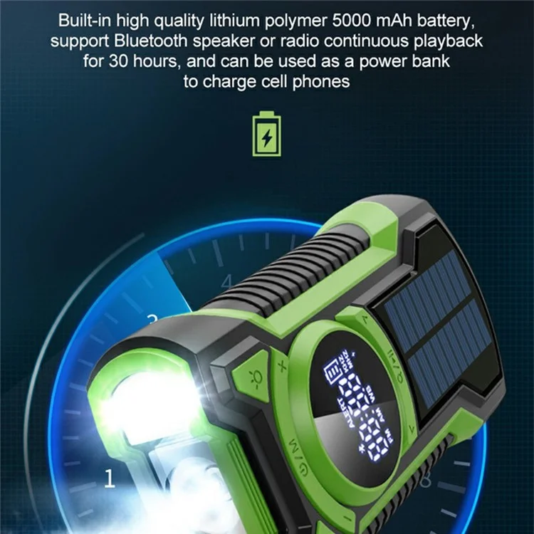 EM03 Emergency Solar Powered Radio Hand Crank AM / FM / WB Bluetooth-compatible Receiver with LED Flashlight - Red