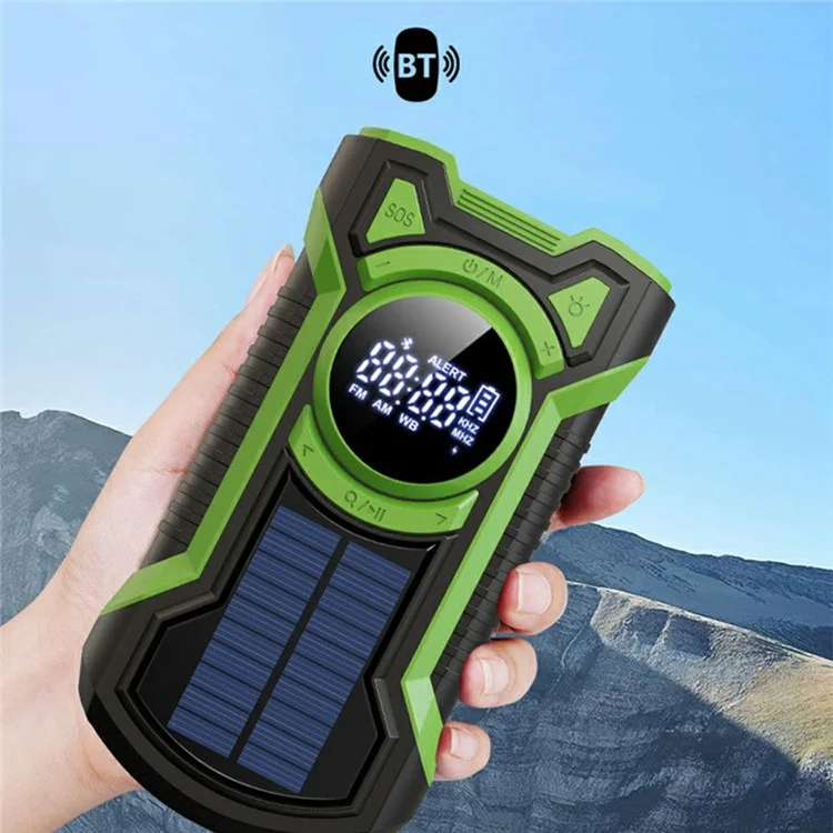 EM03 Emergency Solar Powered Radio Hand Crank AM / FM / WB Bluetooth-compatible Receiver with LED Flashlight - Red