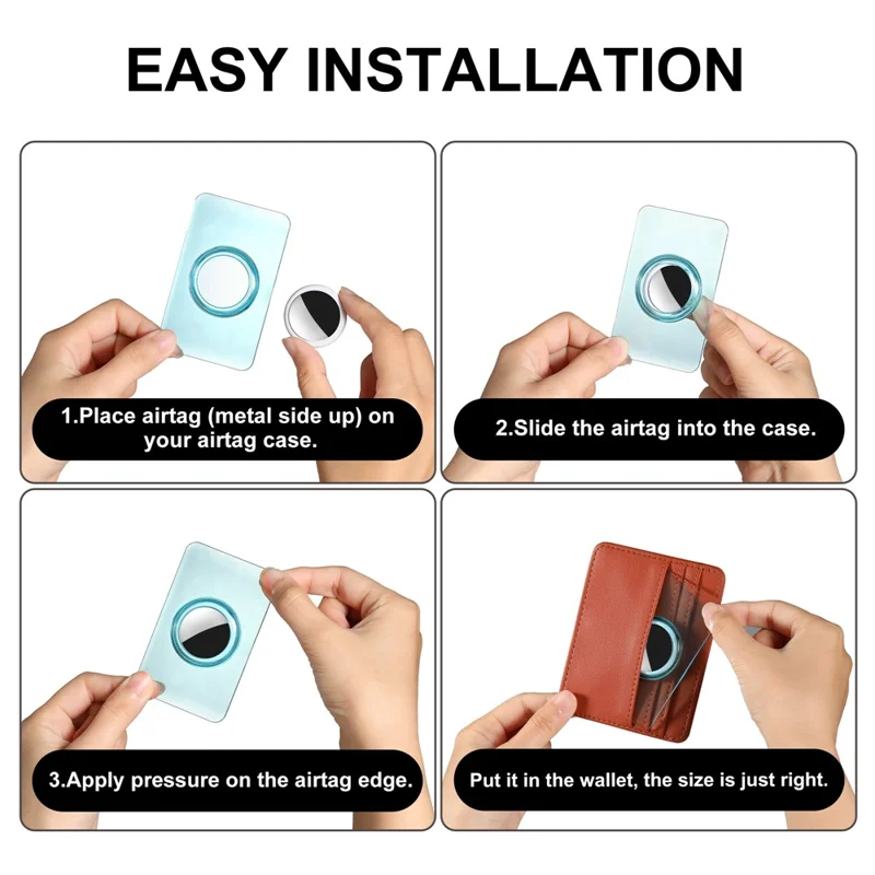 Für AirTag Bluetooth-Tracker Geldbörsenhalter Harte PC-Slim Thin Card Case mit Schutzfolie - Schwarz