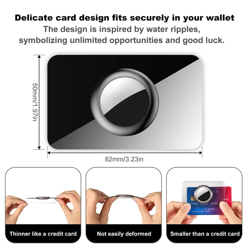 Für AirTag Bluetooth-Tracker Geldbörsenhalter Harte PC-Slim Thin Card Case mit Schutzfolie - Schwarz