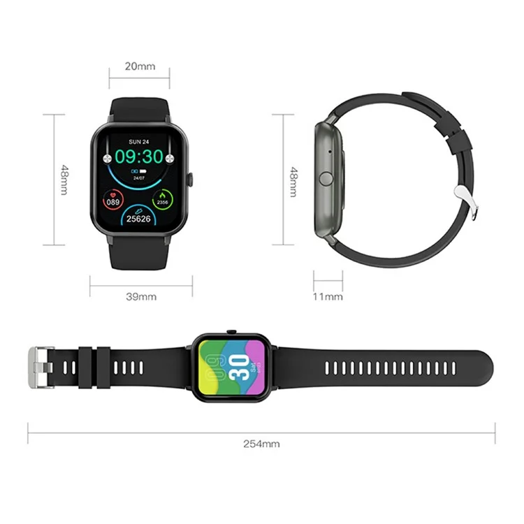 Montre connectée BOZLUN B56 de 1,83 pouces avec surveillance du sommeil et de la santé, appel Bluetooth et fonctions sportives - Noir