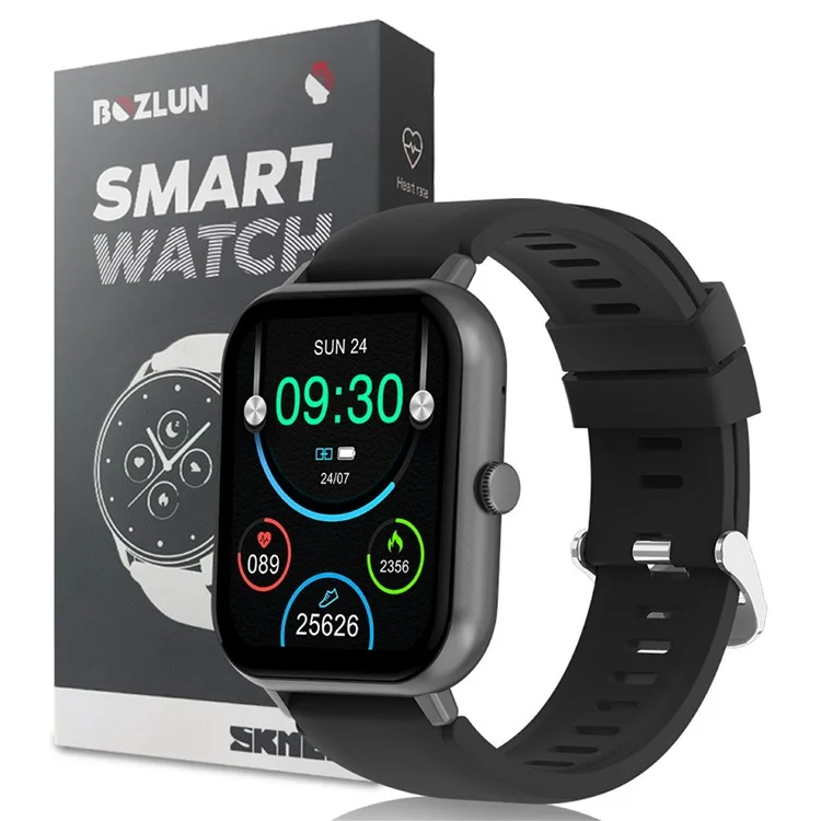 Montre connectée BOZLUN B56 de 1,83 pouces avec surveillance du sommeil et de la santé, appel Bluetooth et fonctions sportives - Noir