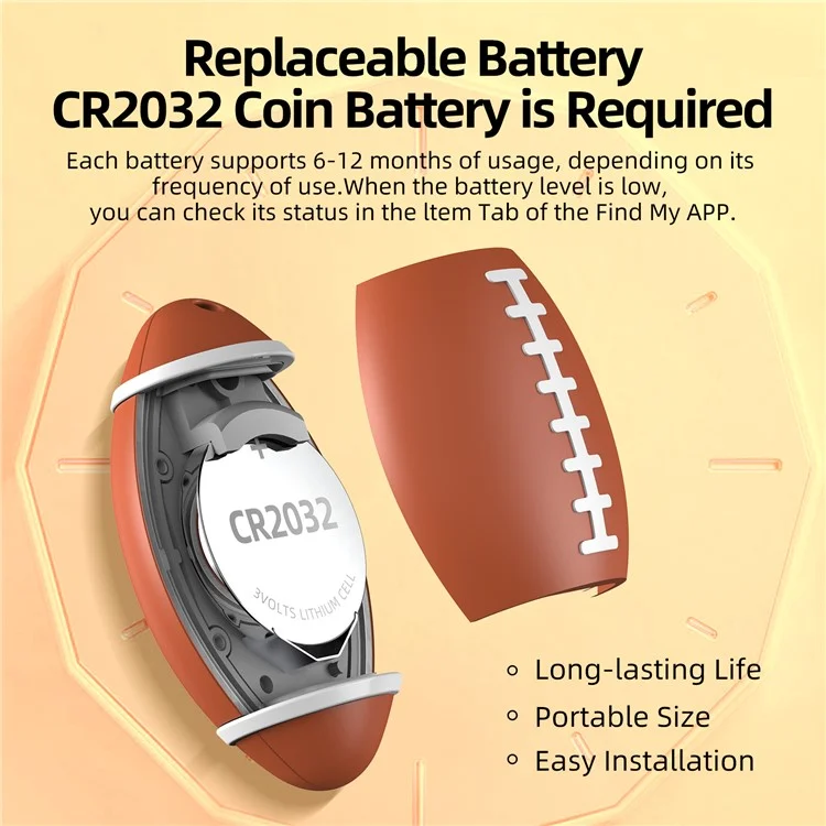 Rugby Shape Anti-Lost Mini Global Locator Smart GPS Tracker Works with Apple Find My - Green