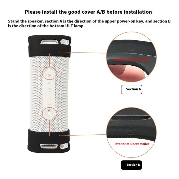2 piezas para Sony ULT Field 1 Funda de silicona para altavoz Bluetooth Cubierta protectora - Negro