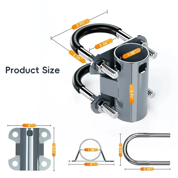 Adaptador de tubería con abrazadera en U para el kit de montaje de satélite Starlink V2 para barcos de recreo