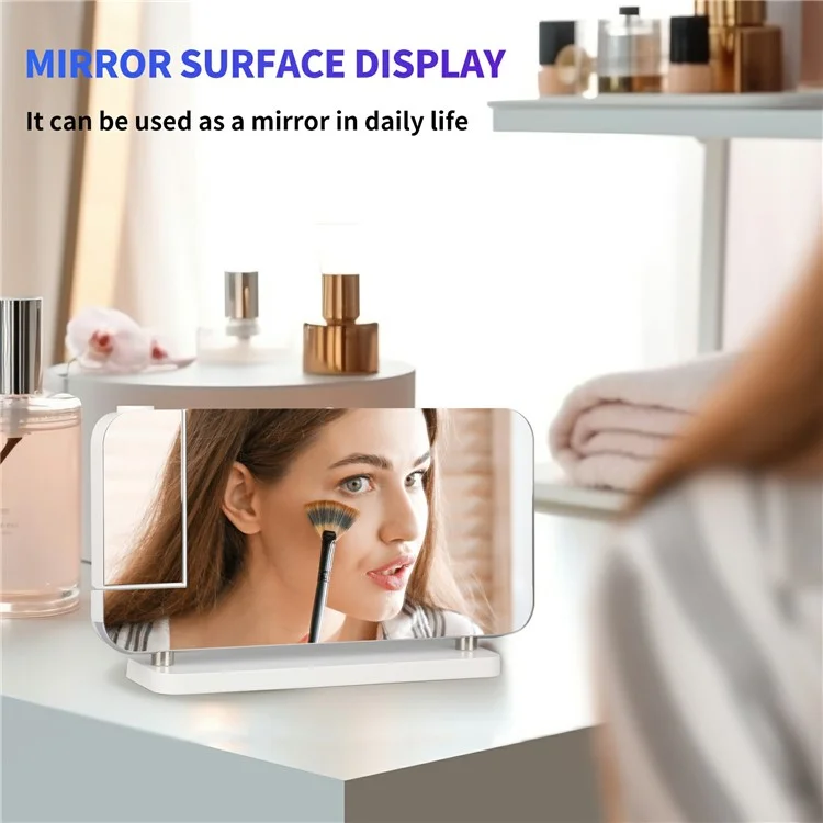 EN8853B Mirror Display RGB Digital Alarm Clock with Adjustable Brightness and Dynamic Color Modes - White