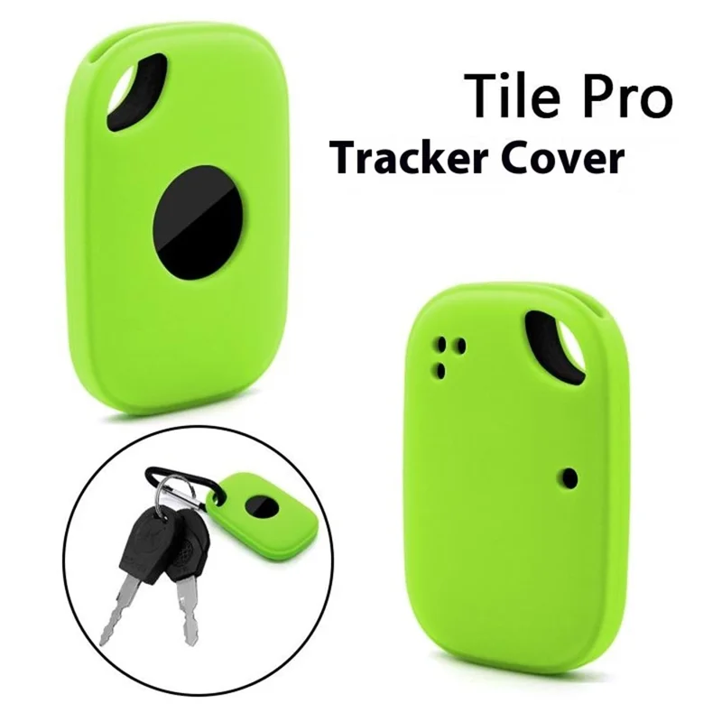 For Tile Pro (2024) Silicone Case Bluetooth-compatible Tracker Protective Cover with Hanging Buckle - Mint Green