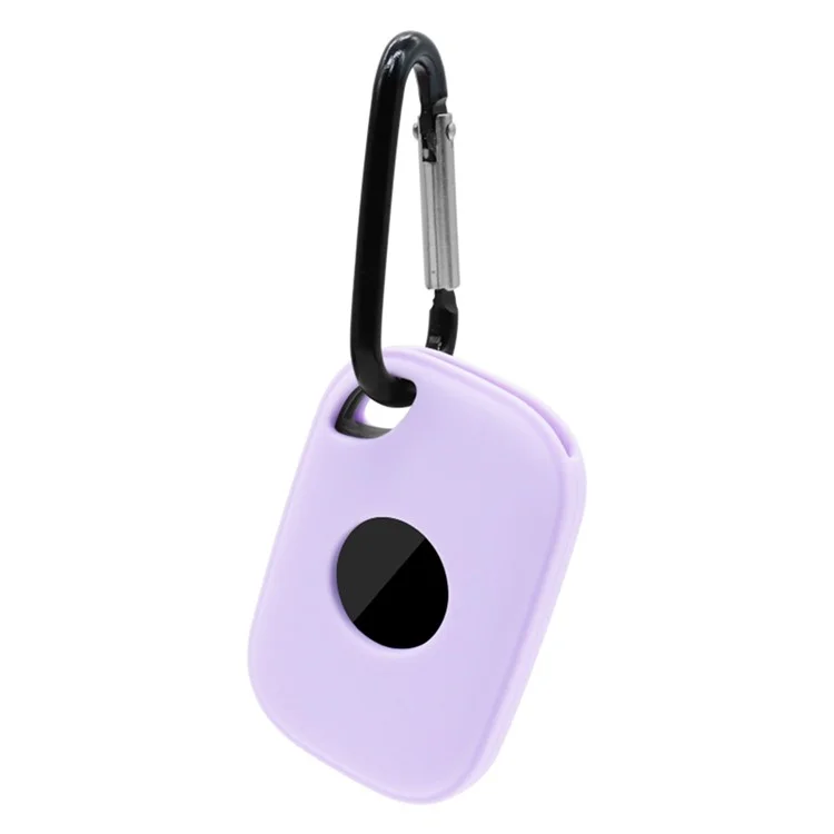For Tile Pro (2024) Silicone Case Bluetooth-compatible Tracker Protective Cover with Hanging Buckle - Purple