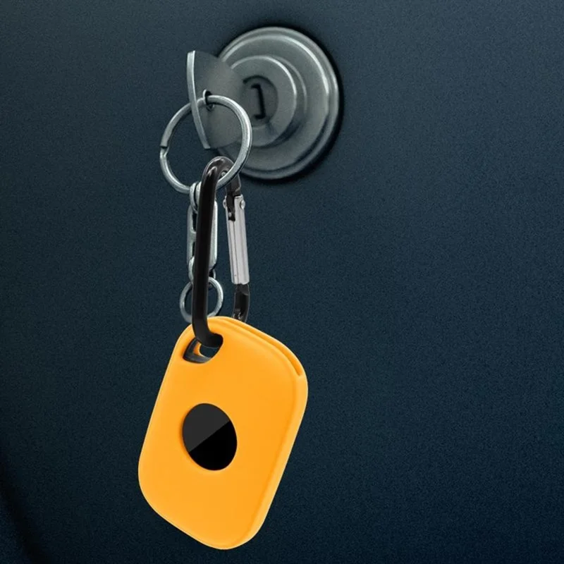 For Tile Pro (2024) Silicone Case Bluetooth-compatible Tracker Protective Cover with Hanging Buckle - Yellow
