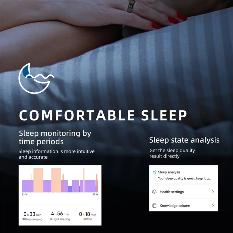 R20 Ceramic+Resin Sleep Heart Rate Health Monitoring Smart Ring with Charging Case - Black / Size 10