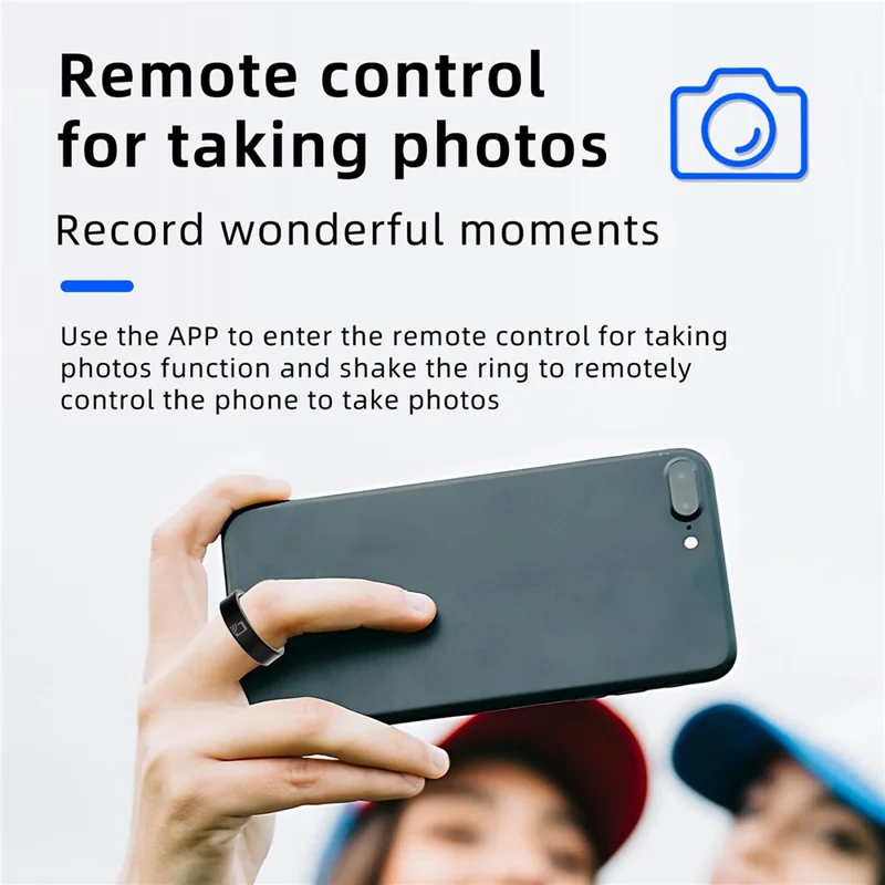 R20 Ceramic+Resin Sleep Heart Rate Health Monitoring Smart Ring with Charging Case - Black / Size 10