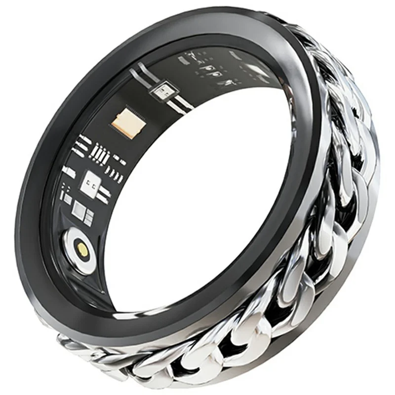 V5 Rotation Decompression Health Monitoring Multi-function Smart Ring, Magnetic Cable Charging - Black / Size 12