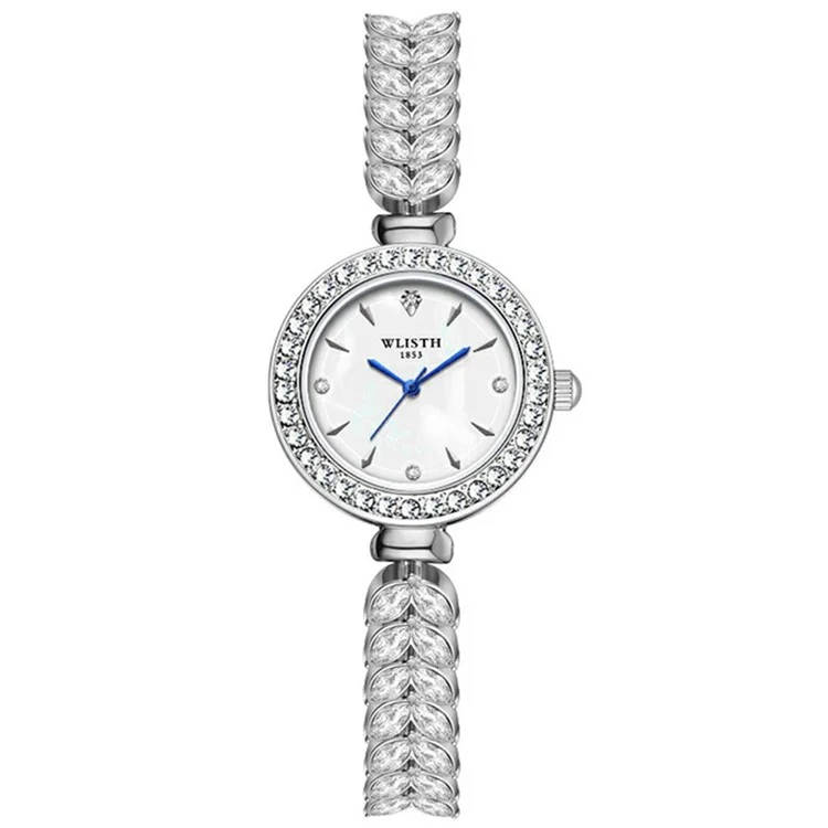WLISTH 6195 Orologio da donna al quarzo con decorazioni in zircone, cinturino in metallo, quadrante rotondo