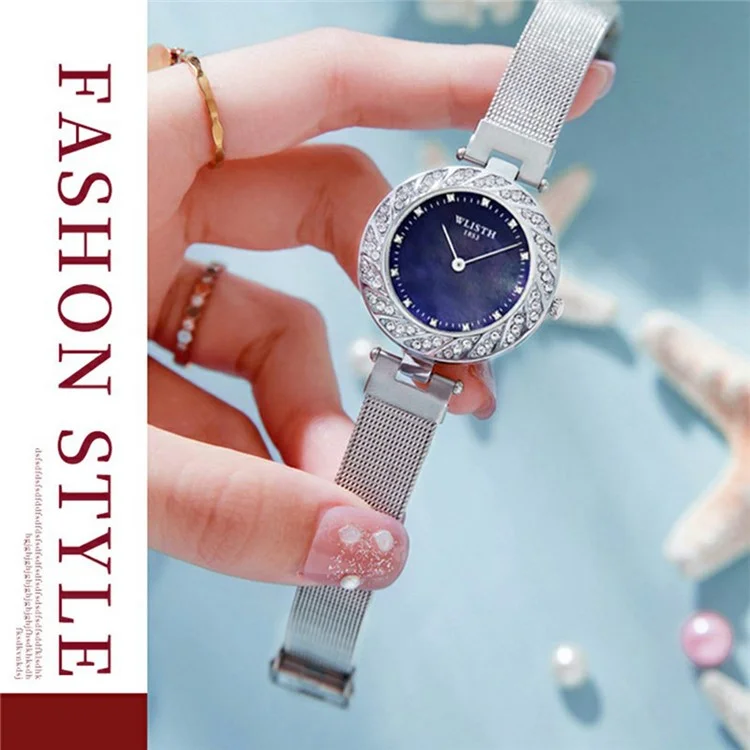 WLISTH 6198 Reloj de mujer de cuarzo con decoración de cristales de Rhinestone - Oro rosa