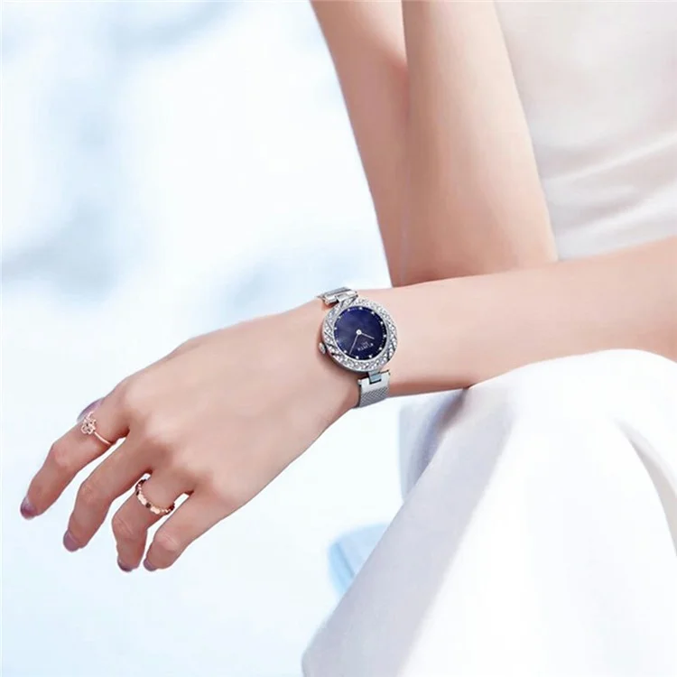 WLISTH 6198 Reloj de mujer de cuarzo con decoración de cristales de Rhinestone - Oro rosa