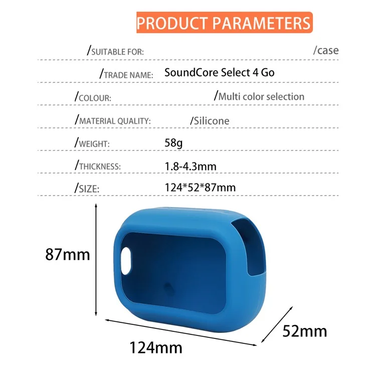 Silicone Case For SoundCore Select 4 Go Bluetooth-compatible Speaker Shockproof Protector Cover - Black