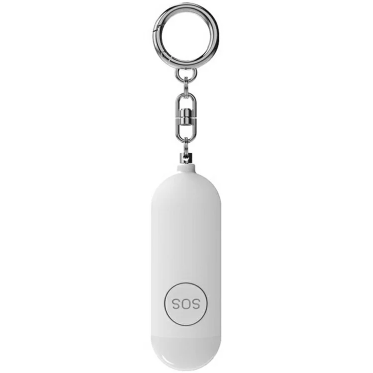 PA100 Rechargeable Personal Alarm Device 130dB Anti Wolf Security Protection LED Light Alarm - White