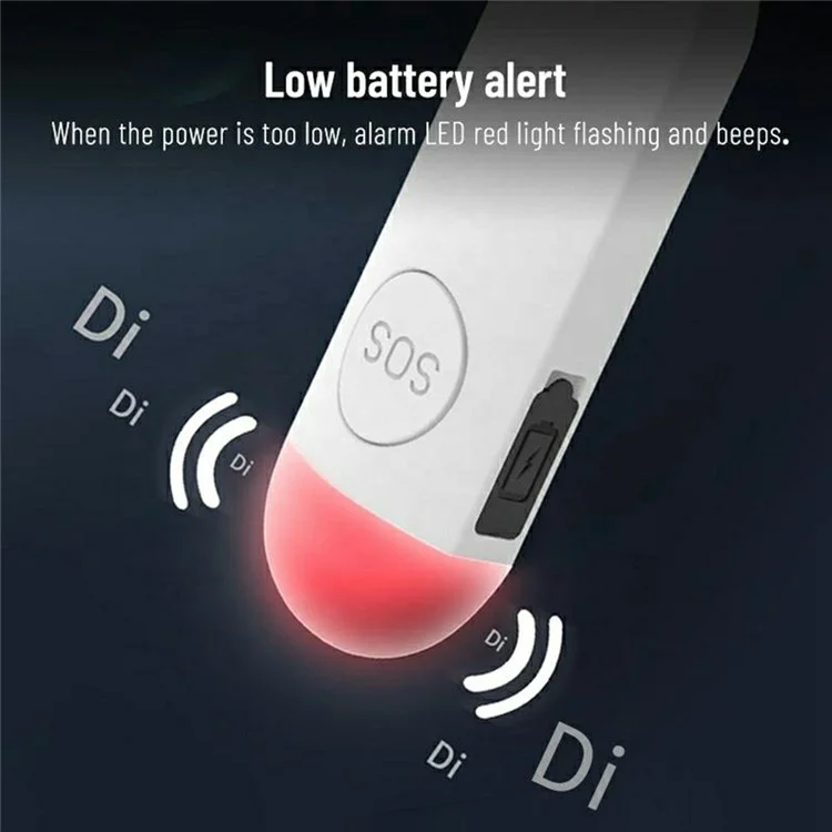 PA100 Rechargeable Personal Alarm Device 130dB Anti Wolf Security Protection LED Light Alarm - White