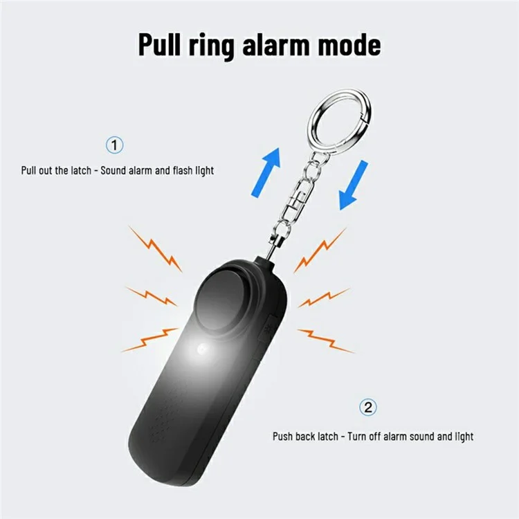 Dispositivo de seguridad de alarma personal PA200 con sonido de 130 dB, luz LED de 10 lúmenes y antilobo - Blanco