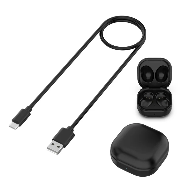 Bluetooth-compatible Earphone Charging Box + Cable for Samsung Galaxy Buds Live - Black