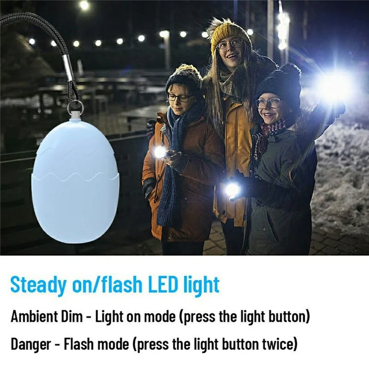 Alarme personnelle à forme d'œuf PA400 Cartoon 130 dB, sirène de sécurité d'urgence avec LED stroboscopique - Rose