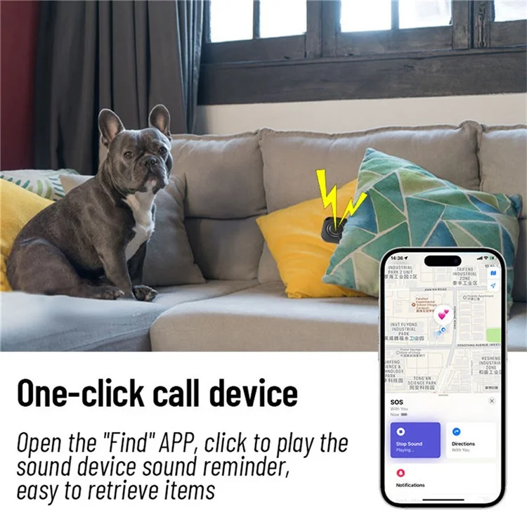 FD100 Localizador Bluetooth para mascotas y equipaje compatible con la aplicación Apple Findmy - Negro