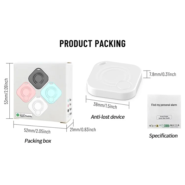 FD100 Localizador Bluetooth para mascotas y equipaje compatible con la aplicación Apple Findmy - Negro