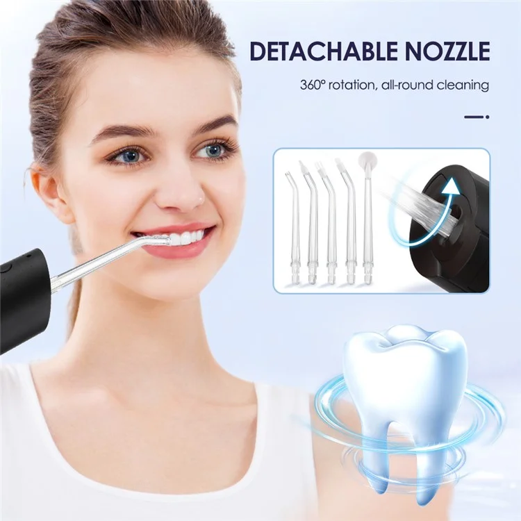 WF238 Portable Water Dental Flosser IPX7 Waterproof Electric Oral Irrigator 5 Modes Floss Picks - White