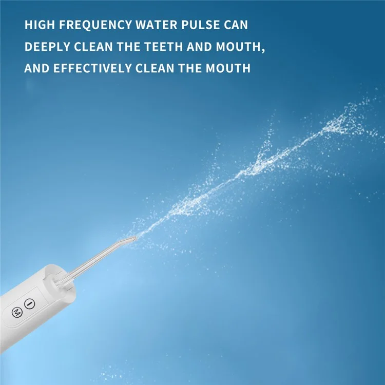 WF238 Portable Water Dental Flosser IPX7 Waterproof Electric Oral Irrigator 5 Modes Floss Picks - White