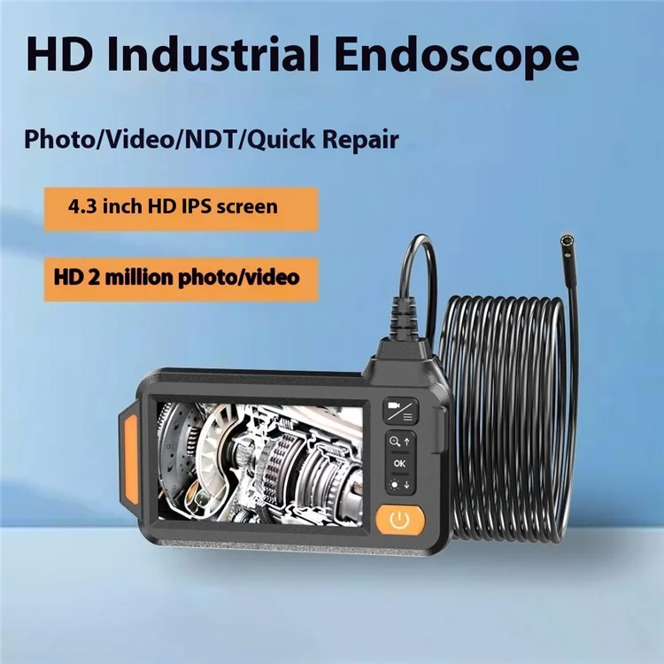 B313 4.3 Inch Inspection Camera 8mm Double Lens Industrial Endoscope with 2m Rigid Cable
