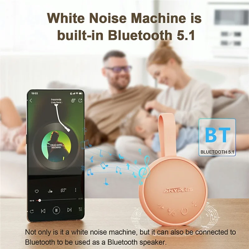 Portable White Noise Machine Bluetooth-compatible Speaker Baby Child Adult Sleep Aid Sound Machine - Orange