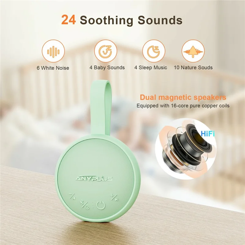Portable White Noise Machine Bluetooth-compatible Speaker Baby Child Adult Sleep Aid Sound Machine - Green