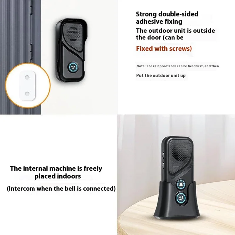 M06-1T1 23 Ringtones 5 Volumes Adjustable Wireless Two Way Intercom Doorbell with 1 Transmitter + 1 Receiver - Black