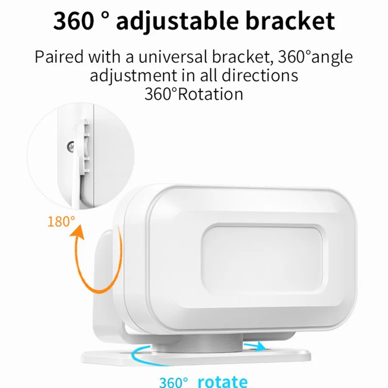 M8 Commercial Wireless Sensor Infrared Motion Detector Welcome Doorbell Chime with 1 Transmitter + 1 Receiver - EU Plug  /  White