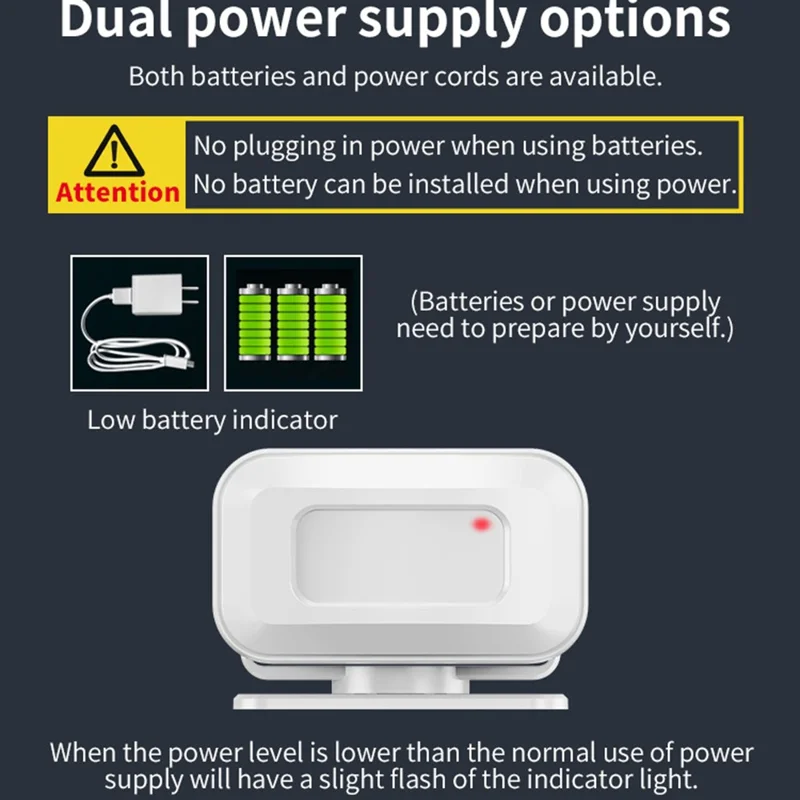 M8 Commercial Wireless Sensor Infrared Motion Detector Welcome Doorbell Chime with 2 Transmitter + 1 Receiver - EU Plug  /  Black