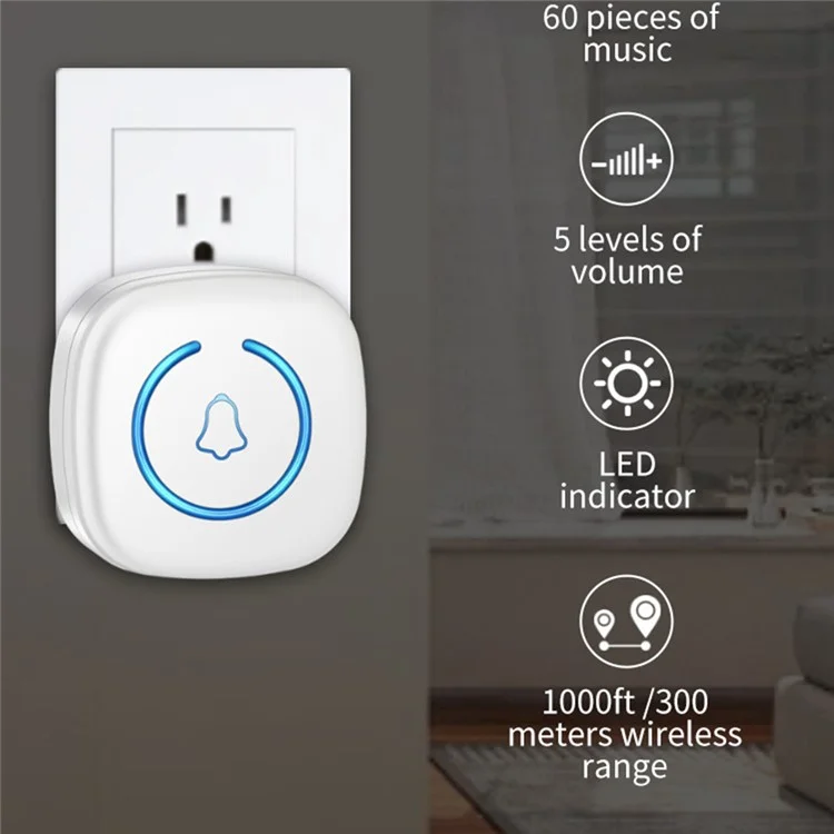 M8 Commercial Wireless Sensor Infrared Motion Detector Welcome Doorbell Chime with 2 Transmitter + 1 Receiver - EU Plug  /  White