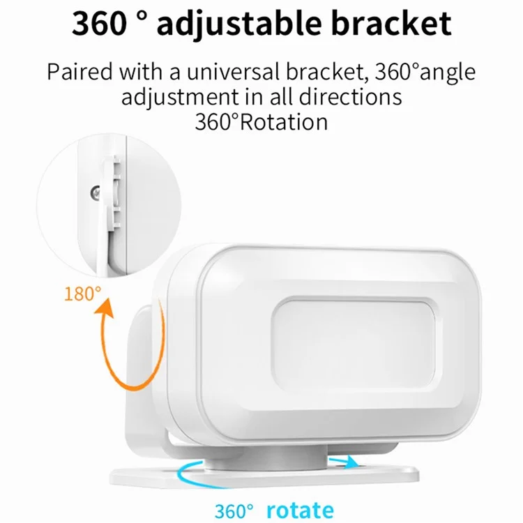 M8 Commercial Wireless Sensor Infrared Motion Detector Welcome Doorbell Chime with 2 Transmitter + 1 Receiver - EU Plug  /  White