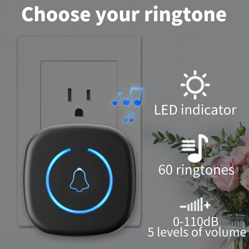 M8 Commercial Wireless Door Magnet Sensor Chime Welcome Visitor Alert with 1 Transmitter + 1 Receiver - EU Plug / White