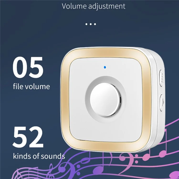 M12 52 Musics Wireless Sensor Welcome Doorbell Shop Entry Detector Alarm avec 1 émetteur + 1 récepteur - Prise US / Blanc
