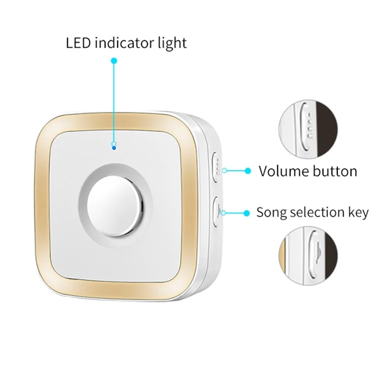 M12 52 Musics Wireless Sensor Welcome Doorbell Shop Entry Detector Alarm avec 1 émetteur + 1 récepteur - Prise US / Blanc