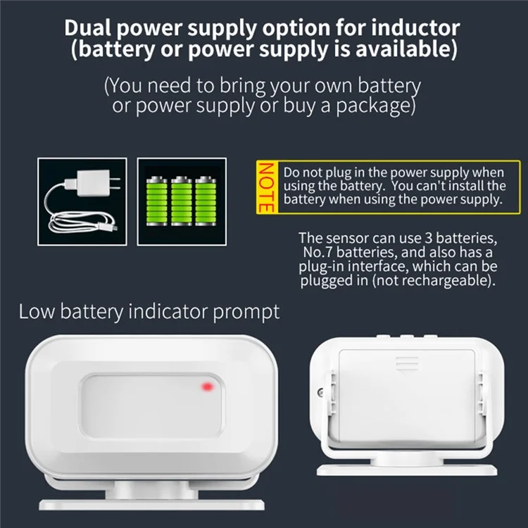 M12 52 Musics Wireless Sensor Welcome Doorbell Shop Entry Detector Alarm avec 1 émetteur + 1 récepteur - Prise US / Blanc