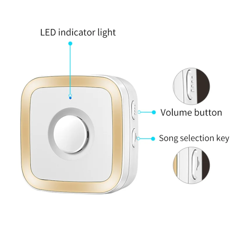 M12 52 Musics kabelloser Sensor Willkommensklingel Ladeneingangsmelder Alarm mit 2 Sendern + 1 Empfänger - EU-Stecker / Schwarz