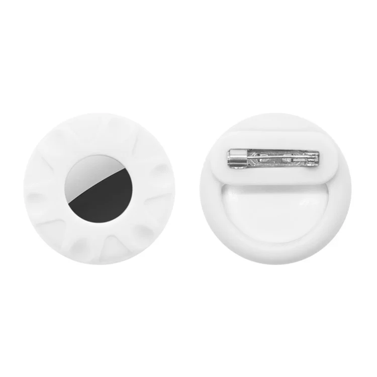 For Apple AirTag Silicone Cover Bluetooth-compatible Tracker Protective Case Brooch Style - White